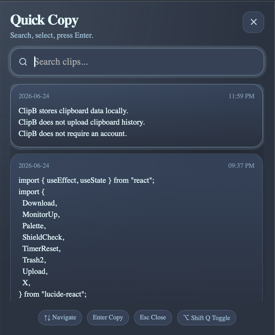 Quick copy window